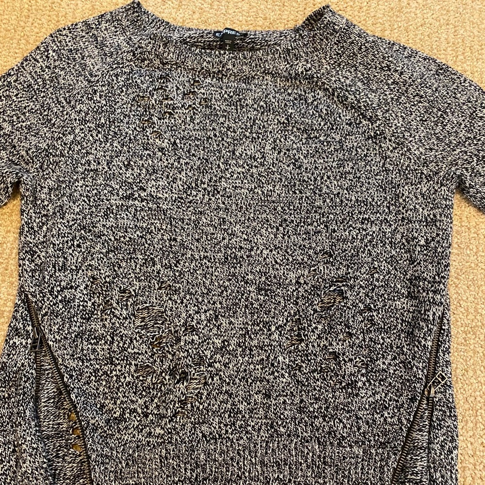 Salt and pepper distressed sweater